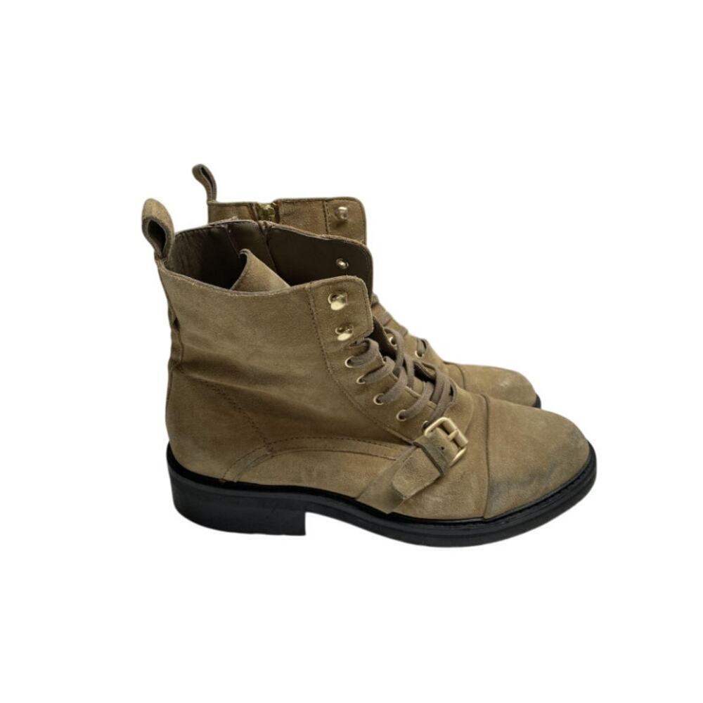 AllSaints Donita Taupe Suede Combat Boots 41